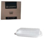 BANDEJA ISOPOR RASA COM TAMPA PET COM 100 UNIDADES