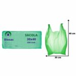 SACOLA VERDE 30X40 COM 500 UNIDADES - BIOSAC