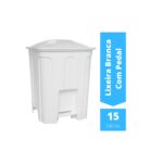 LIXEIRA PLASTICA COM PEDAL 15L BRANCO - JAGUAR
