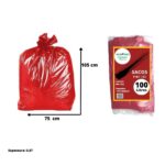 SACO DE LIXO 100 LTS VERMELHO 75X105X0,07 COM 100 UNIDADES - ECOPLAST