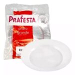PRATO ACRÍLICO REFEIÇÃO RESISTENTE REDONDO CRISTAL PCT 10UND - PRAFESTA